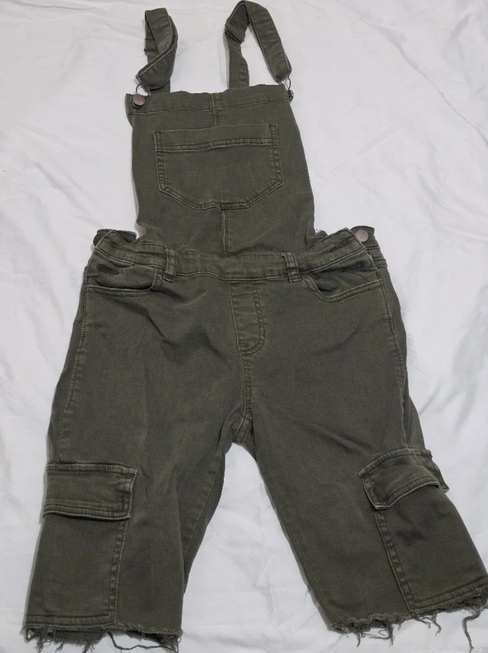 Kendall & Kylie Men's Olive Green Cargo Bib Overalls